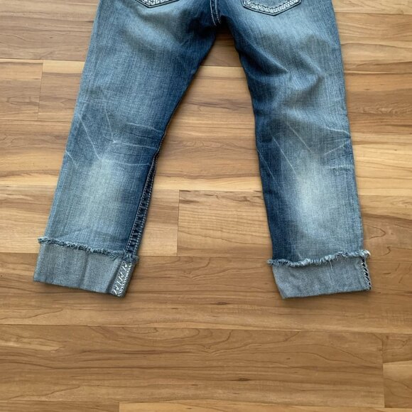 Miss Me Easy Cropped Jeans Size 27 JE5380EC4 Embellished Pockets Cuffed Hem - Picture 5 of 11